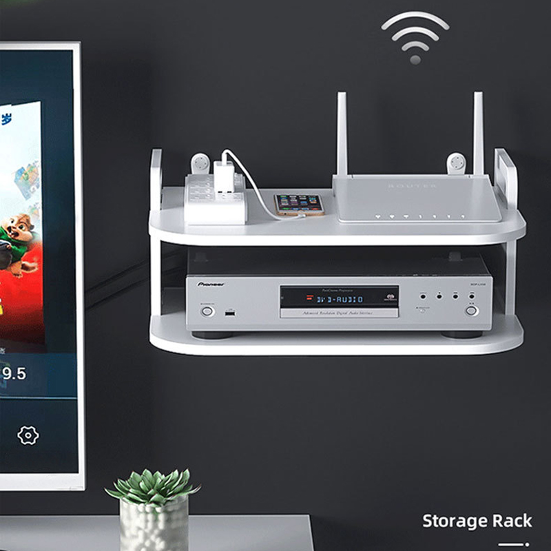 Desk Setup Tv - Półka ścienna na router z otworami