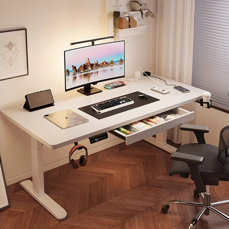 Dual Monitor Desk Setup - Nowoczesne elektryczne biurko stojące z dwoma