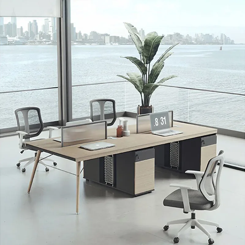 Work Desk Home Setup - Drewniane biurko executive z miejscem do