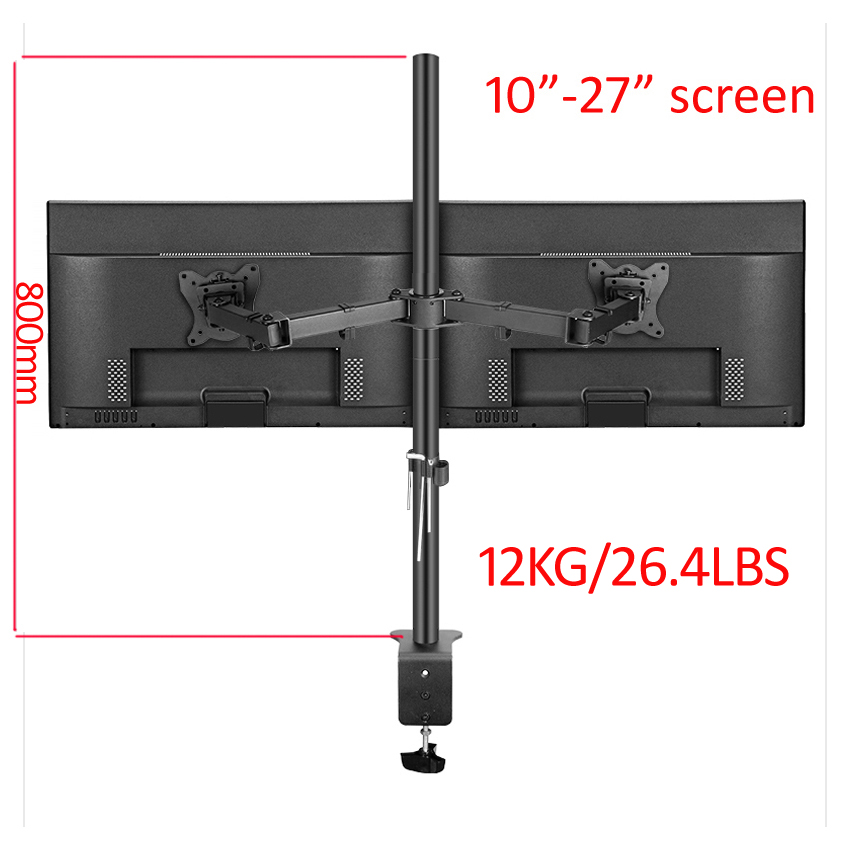 Dual Monitor Desk Setup - T902-280 360° Obrotowy Stalowy Uchwyt na