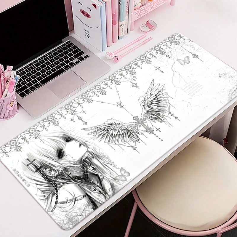 Desk Setup Carpet - Skórzana podkładka pod mysz czarno-biała Anime
