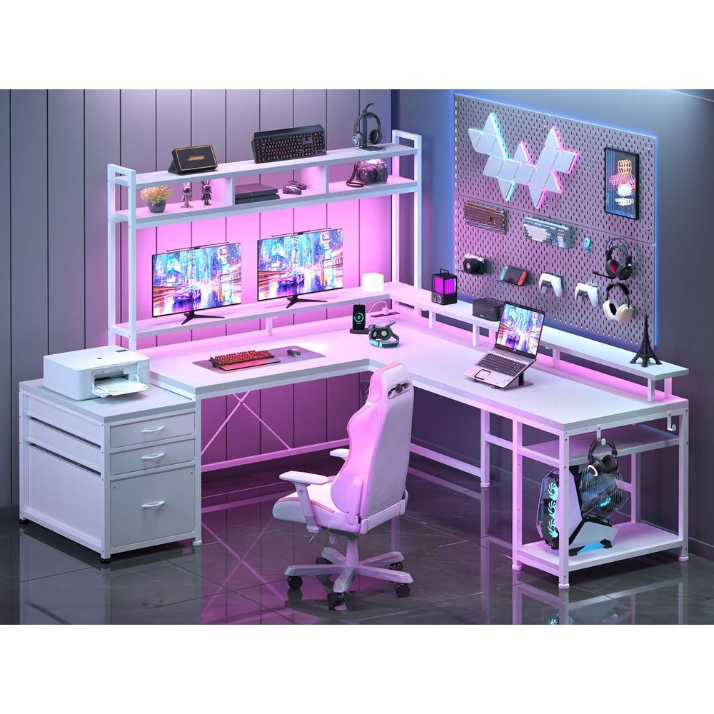 Biurko w kształcie litery L o  – Dual Monitor Desk Setup recenzja i cena