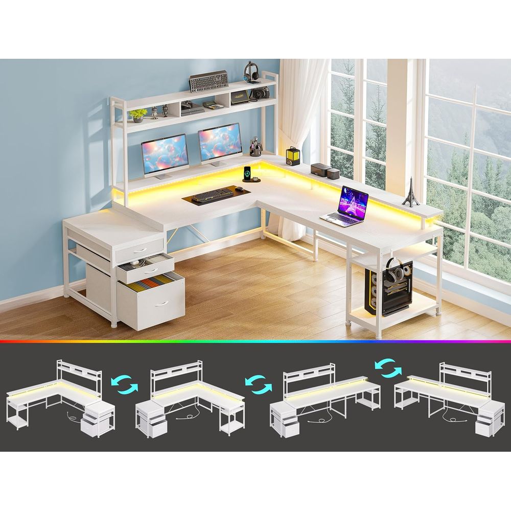 Biurko w kształcie litery L o  – Dual Monitor Desk Setup recenzja i cena