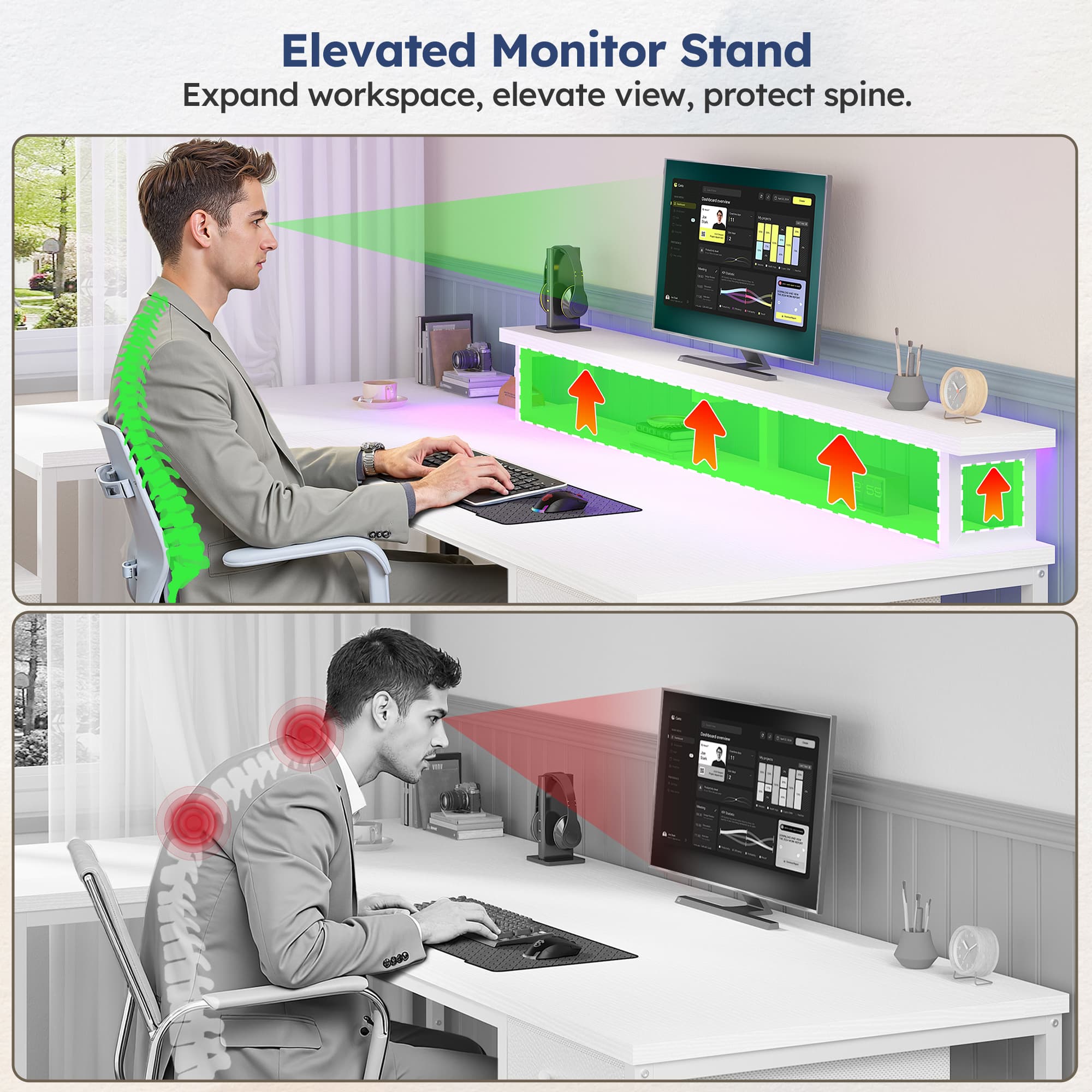 Biurko gamingowe EnHomee 63” w – Dual Monitor Desk Setup recenzja i cena