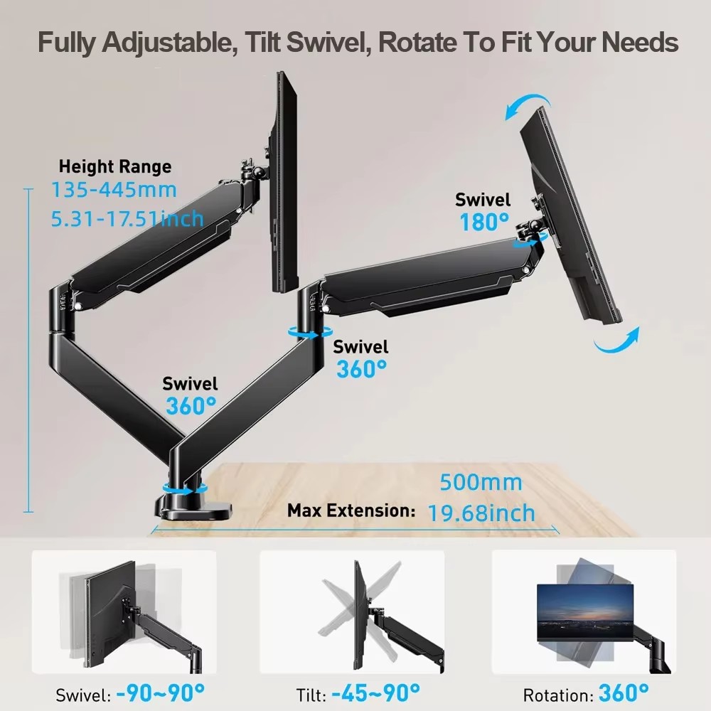 Podwójny stojak do montażu mon – Dual Monitor Desk Setup recenzja i cena